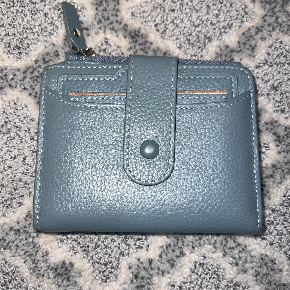 Baby Blue Multi Functional Wallet with Cardholder Add On and Gold Detailing
